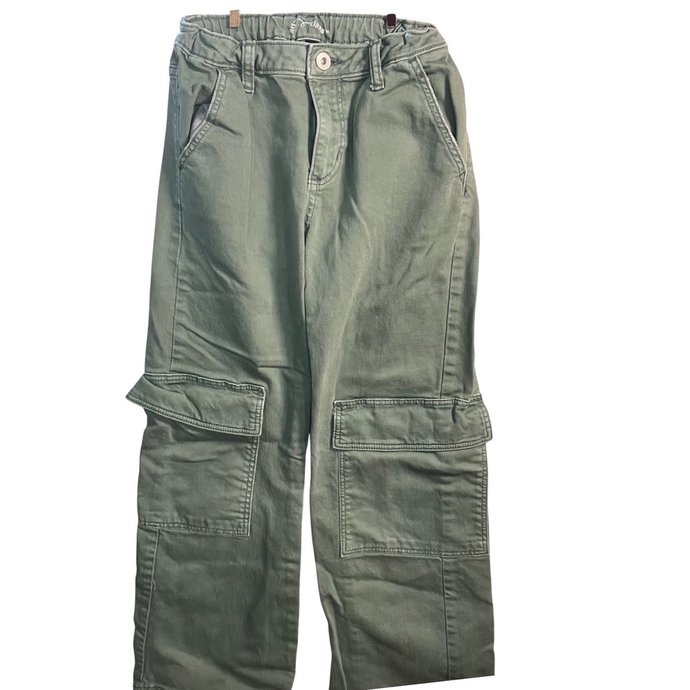 Art Class Kids Olive Green Straight Leg Cargo Pants Size 10 Elastic Waist